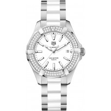 Tag Heuer Aquaracer White Dial Diamond Ladies Watch WAY131F-BA0914
